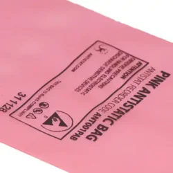 Pink Antistatic bags - Open top - zoomed in - Antistat