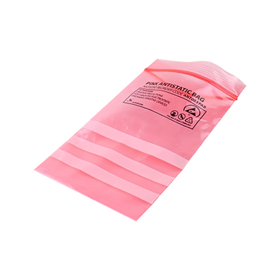 003-0001 - Pink Antistatic Bag - Grip Seal (01) Pink Antistatic Bag with grip seal closure... Grip seal poly bags