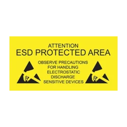 ESD Protected Area Sign - English - Antistat - Sign read: "ATTENTION. ESD PROTECTED AREA. OBSERVE PRECAUTIONS FOR HANDLING ELECTROSTATIC DISCHARGE SENSITIVE DEVICES"