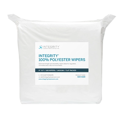 600-0220 Integrity 100% Polyester 140gsm Wipes - Pack Cleanroom wipes Lint free