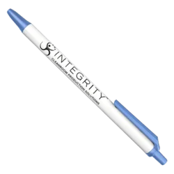 Cleanroom Pens - Blue, retractable style with rectangular clip. Integrity logo printed on the barrel