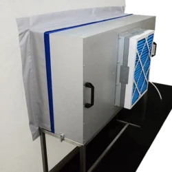 Portable cleanroom tent - close up of the cleanroom control system built into the side of the tent