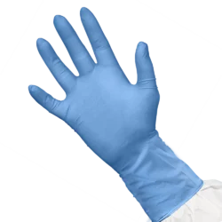 blue nitrile gloves. blue gloves
