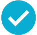 White tick in a blue circle